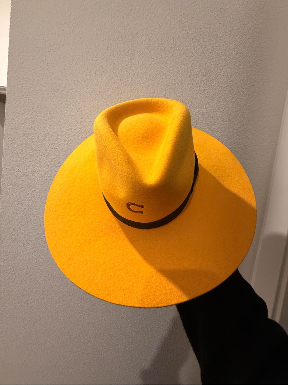 Charlie 1 Horse Yellow Wide-Brim Felt Fedora Hat